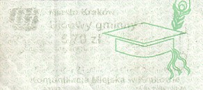 Communication of the city: Kraków (Polska) - ticket abverse. cena 5,70zł