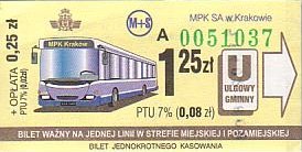 Communication of the city: Kraków (Polska) - ticket abverse. ulgowy gminny!
<IMG SRC=img_upload/_0wymiana2.png>