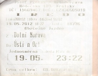 Communication of the city: Králíky (Czechy) - ticket abverse. 