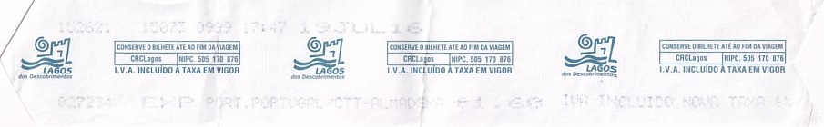 Communication of the city: Lagos (Portugalia) - ticket abverse