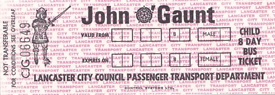 Communication of the city: Lancaster (Wielka Brytania) - ticket abverse