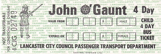Communication of the city: Lancaster (Wielka Brytania) - ticket abverse