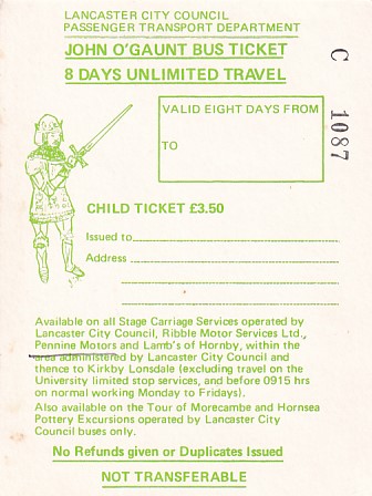 Communication of the city: Lancaster (Wielka Brytania) - ticket abverse