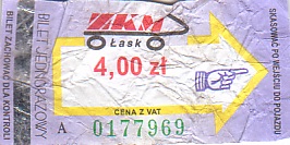 Communication of the city: Łask (Polska) - ticket abverse. 