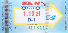 Communication of the city: Łask (Polska) - ticket abverse. hologram IGKM