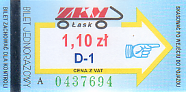 Communication of the city: Łask (Polska) - ticket abverse. hologram OCHRONA