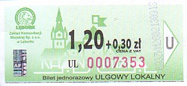 Communication of the city: Lębork (Polska) - ticket abverse. 
