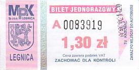 Communication of the city: Legnica (Polska) - ticket abverse. z tyłu standardowy napis