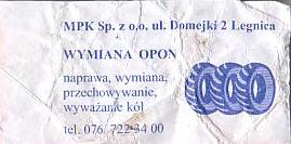 Communication of the city: Legnica (Polska) - ticket reverse
