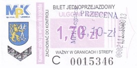 Communication of the city: Legnica (Polska) - ticket abverse