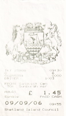 Communication of the city: Lerwick (Wielka Brytania) - ticket abverse