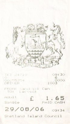 Communication of the city: Lerwick (Wielka Brytania) - ticket abverse.