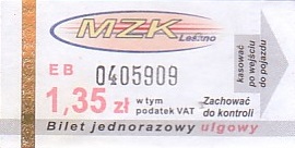 Communication of the city: Leszno (Polska) - ticket abverse