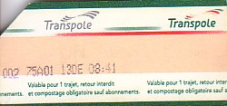 Communication of the city: Lille (Francja) - ticket abverse