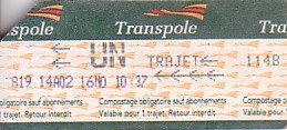 Communication of the city: Lille (Francja) - ticket abverse
