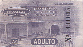 Communication of the city: Lima (Peru) - ticket abverse. 