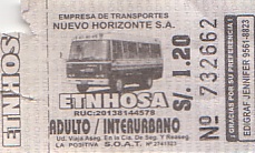 Communication of the city: Lima (Peru) - ticket abverse. 