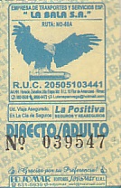 Communication of the city: Lima (Peru) - ticket abverse