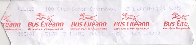 Communication of the city: Limerick (Irlandia) - ticket abverse. 