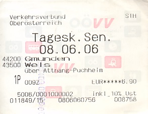 Communication of the city: Linz (Austria) - ticket abverse