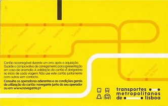 Communication of the city: Lisboa (Portugalia) - ticket reverse