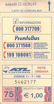Communication of the city: Livorno (Włochy) - ticket abverse. 