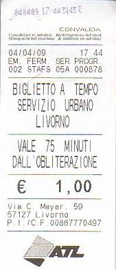 Communication of the city: Livorno (Włochy) - ticket abverse. 