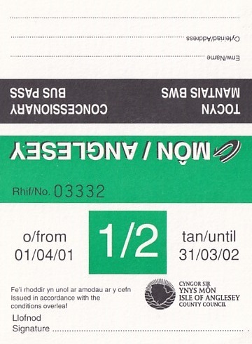 Communication of the city: Llangefni (Wielka Brytania) - ticket abverse