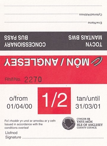 Communication of the city: Llangefni (Wielka Brytania) - ticket abverse