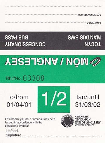 Communication of the city: Llangefni (Wielka Brytania) - ticket abverse.