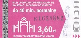 Communication of the city: Łódź (Polska) - ticket abverse. 