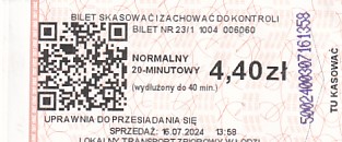 Communication of the city: Łódź (Polska) - ticket abverse. 