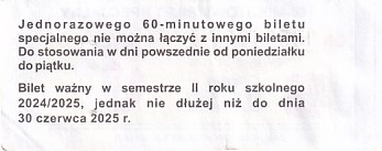 Communication of the city: Łódź (Polska) - ticket reverse