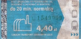 Communication of the city: Łódź (Polska) - ticket abverse. 
