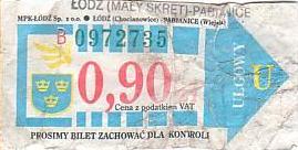 Communication of the city: Pabianice (Polska) - ticket abverse. <IMG SRC=img_upload/_przebitka.png alt="przebitka"> pieczątka