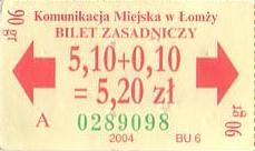 Communication of the city: Łomża (Polska) - ticket abverse. <IMG SRC=img_upload/_0karnetkk.png alt="kupon kontrolny karnetu">