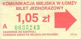 Communication of the city: Łomża (Polska) - ticket abverse