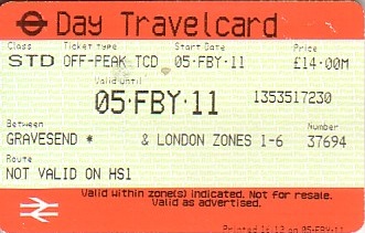 Communication of the city: London (Wielka Brytania) - ticket abverse. 