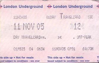Communication of the city: London (Wielka Brytania) - ticket abverse. 