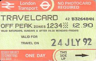 Communication of the city: London (Wielka Brytania) - ticket abverse. 1992, dzienny