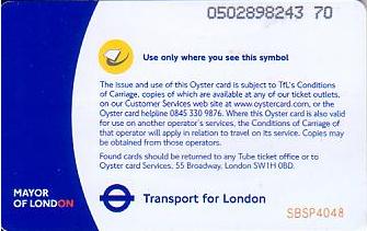 Communication of the city: London (Wielka Brytania) - ticket reverse