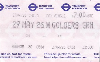 Communication of the city: London (Wielka Brytania) - ticket abverse.