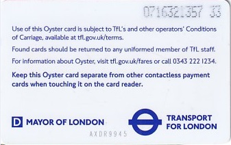 Communication of the city: London (Wielka Brytania) - ticket reverse