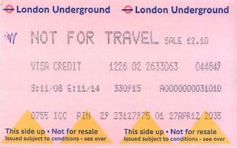 Communication of the city: London (Wielka Brytania) - ticket abverse