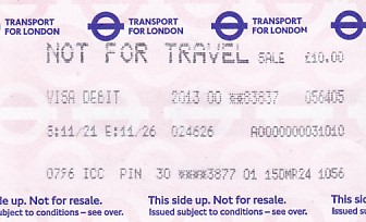 Communication of the city: London (Wielka Brytania) - ticket abverse. 
