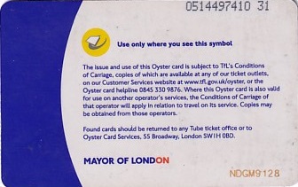 Communication of the city: London (Wielka Brytania) - ticket reverse