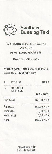 Communication of the city: Longyearbyen (<i>Svalbard</i>) - ticket abverse. <IMG SRC=img_upload/_0ekstrymiana2.png>