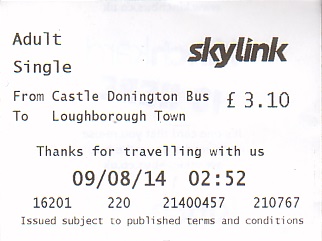 Communication of the city: Loughborough (Wielka Brytania) - ticket abverse. 
