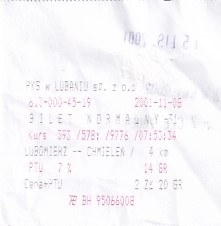 Communication of the city: Lubań (Polska) - ticket abverse.