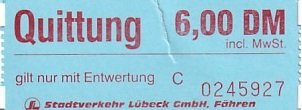 Communication of the city: Lübeck (Niemcy) - ticket abverse